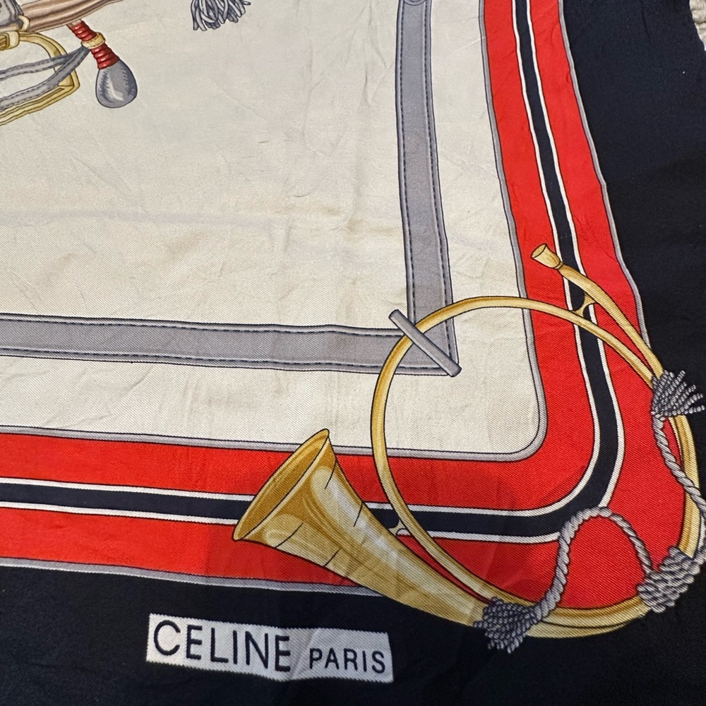 Celine Paris Vintage Equestrian Silk Scarf – 25” Square - Picture 4 of 7